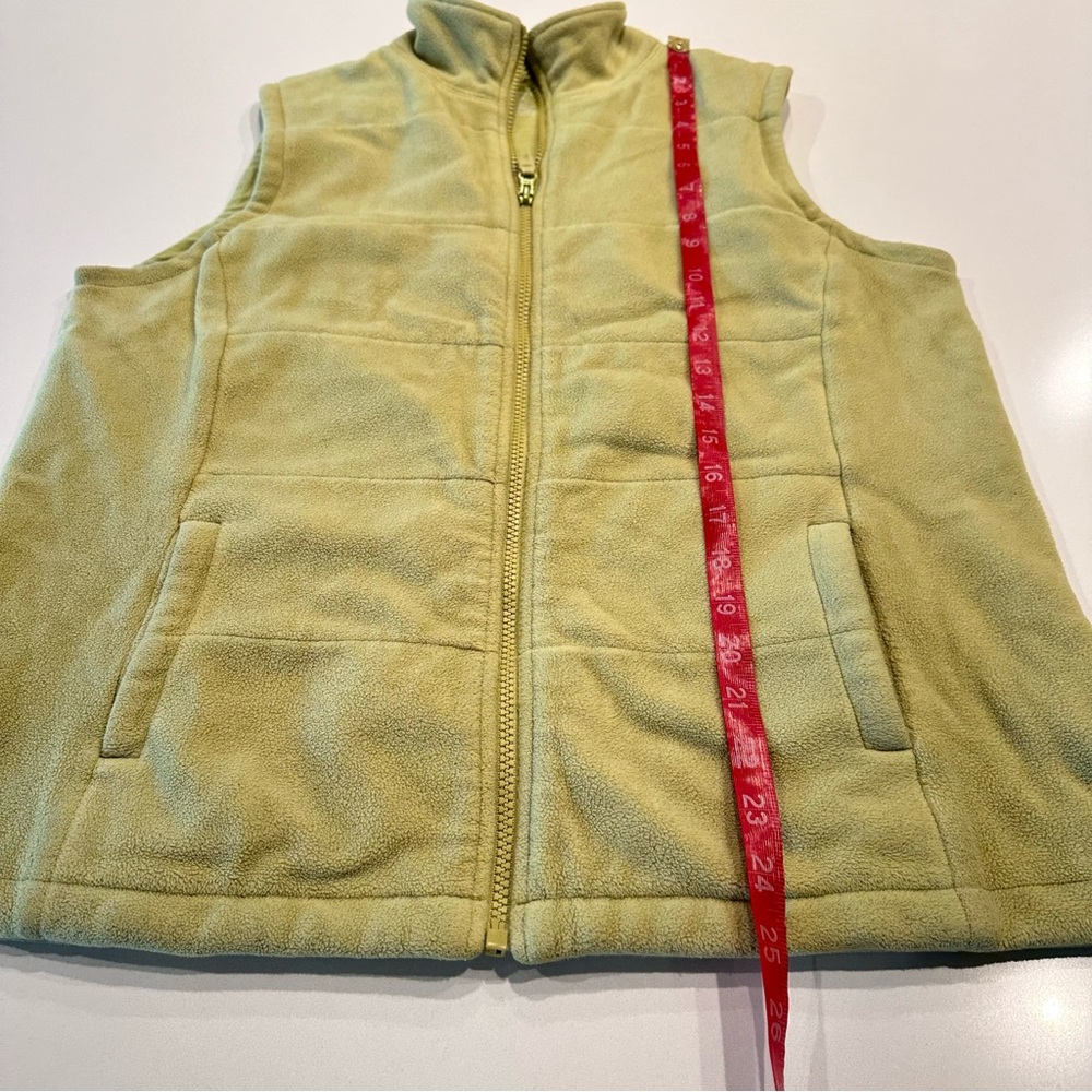 Lands End Lime Green Zip Up Fleece Vest Size Medium - Picture 3 of 8